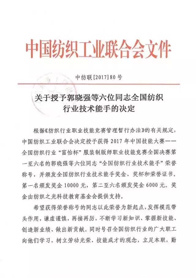全國紡織行業(yè)“富怡杯”服裝制版師職業(yè)技能競賽獲獎名單揭曉！