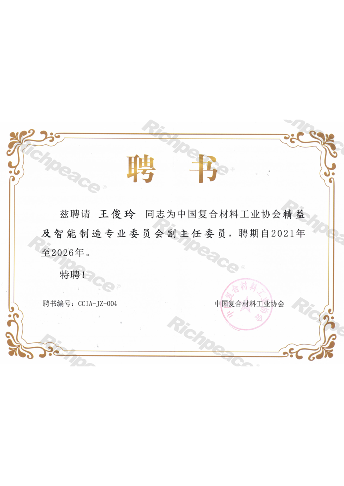 中國復(fù)合材料工業(yè)協(xié)會(huì)精益及智能制造專業(yè)委員會(huì)副主任委員